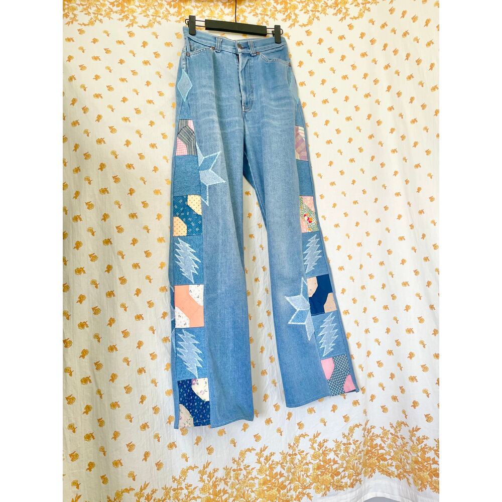 Upcycled Vintage Levi’s Orange Tab Patchwork Jeans Grateful Dead Inspired - Picture 3 of 11